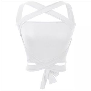 White Cris Cross Crop Top
